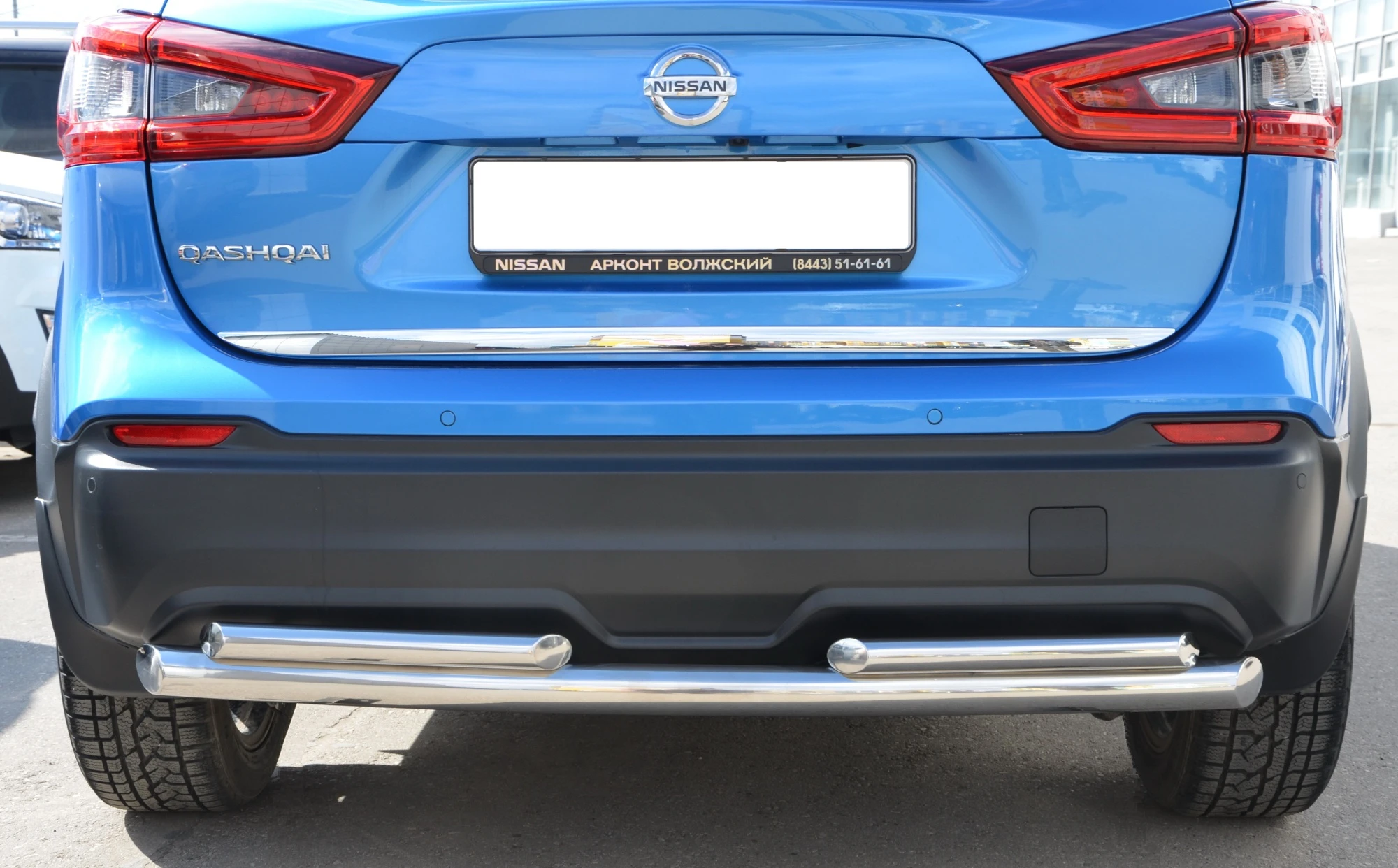 Защита заднего бампера двойная d60/42 мм для Nissan Qashqai II Рестайлинг  Юко NQ.17.28