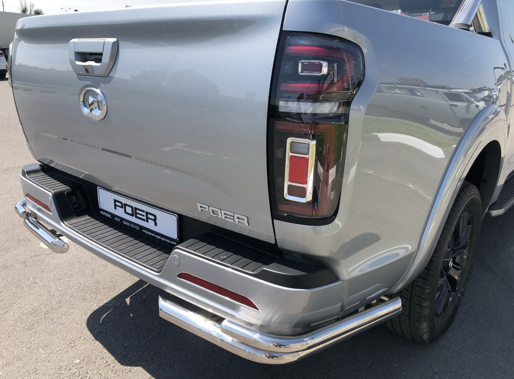 Защита заднего бампера угловая двойная d60/42 мм для Great Wall Poer I  Юко GWP.21.20