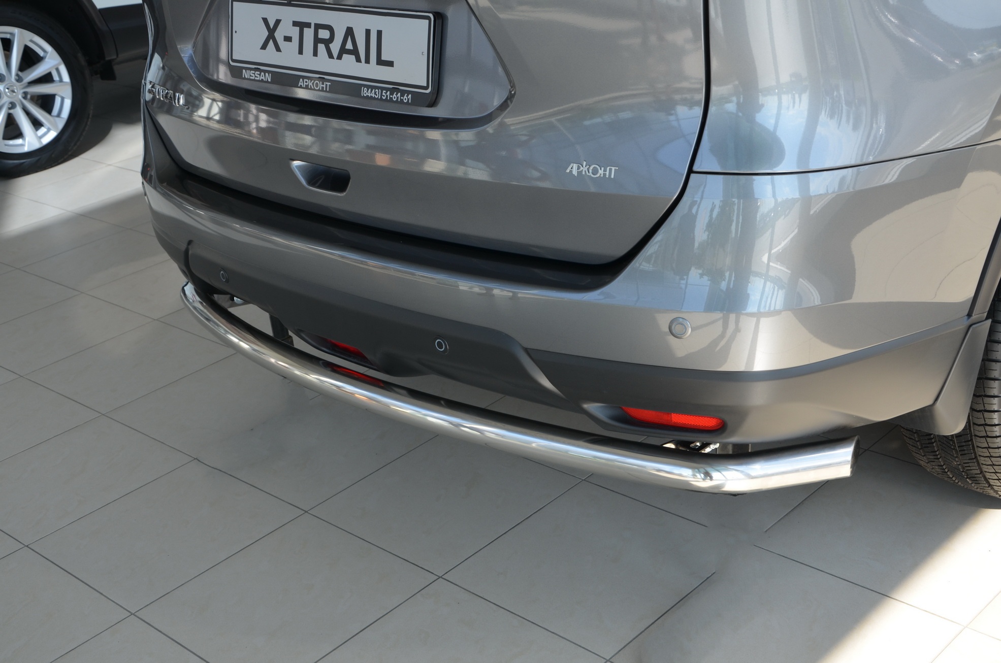 Защита заднего бампера угловая большая d60 мм для Nissan X-Trail III