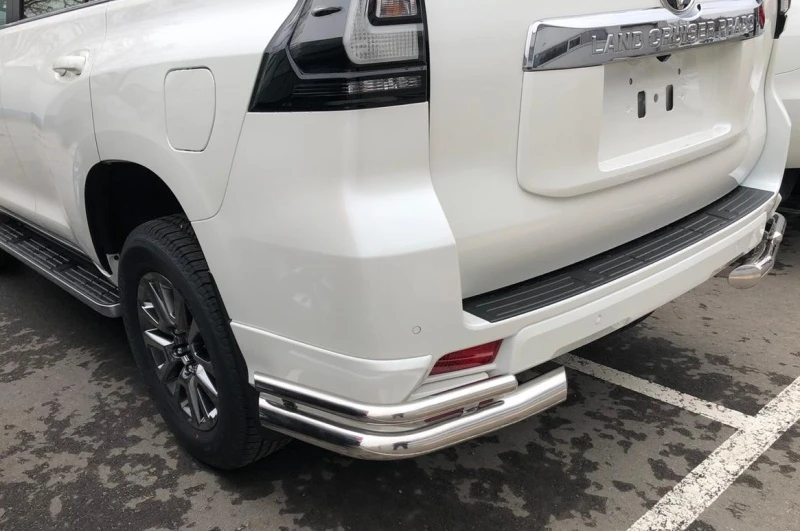 Защита заднего бампера угловая двойная d76/42 мм для Toyota Land Cruiser Prado 150 Series Рестайлинг 2  Юко TLCPS150.19.20