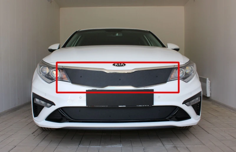Зимняя заглушка радиатора на стяжке верх для Kia Optima IV Рестайлинг Черный Стрелка 11 ZZ.KOP18.top