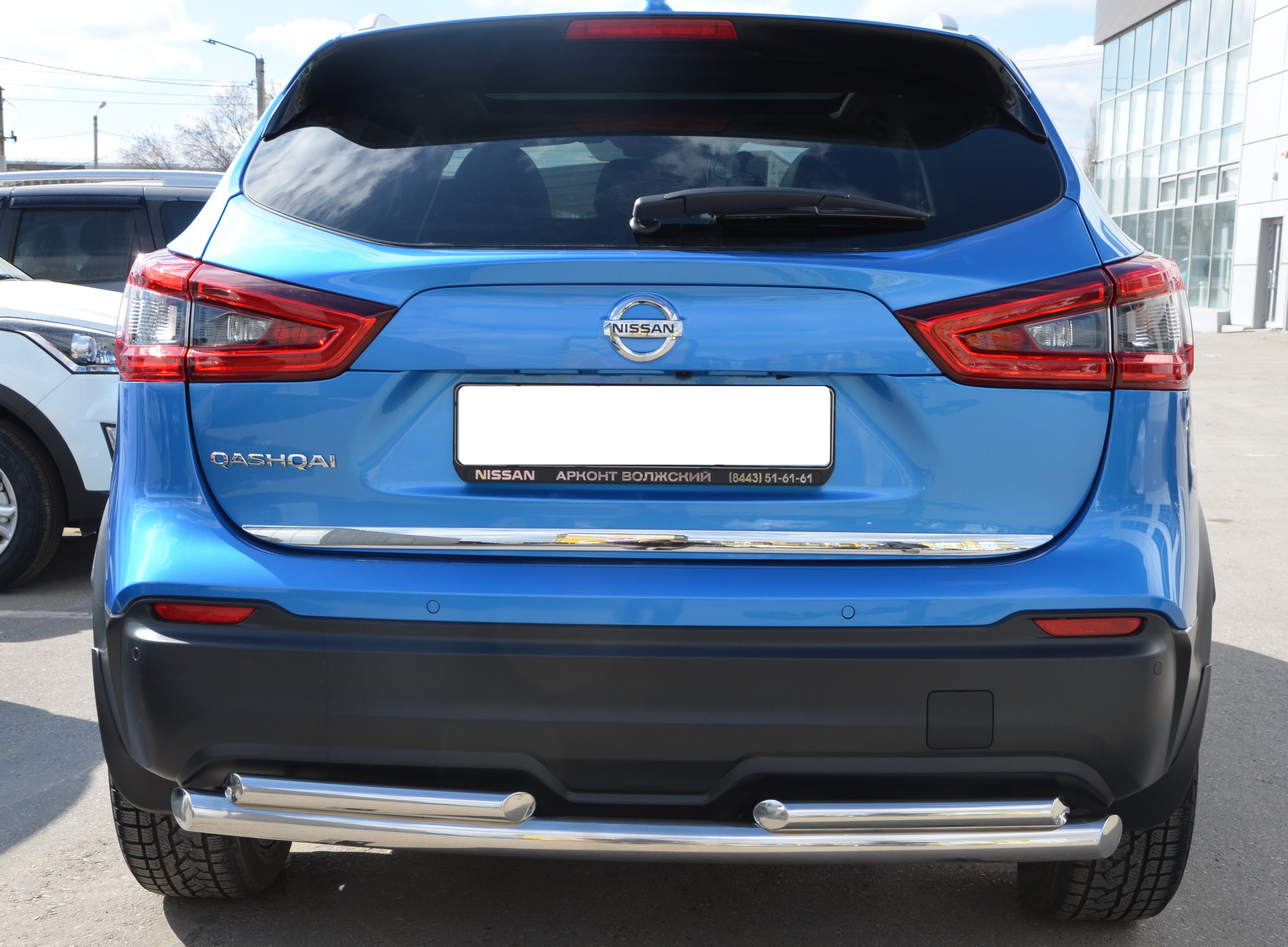 Защита заднего бампера двойная d60/42 мм для Nissan Qashqai II Рестайлинг
