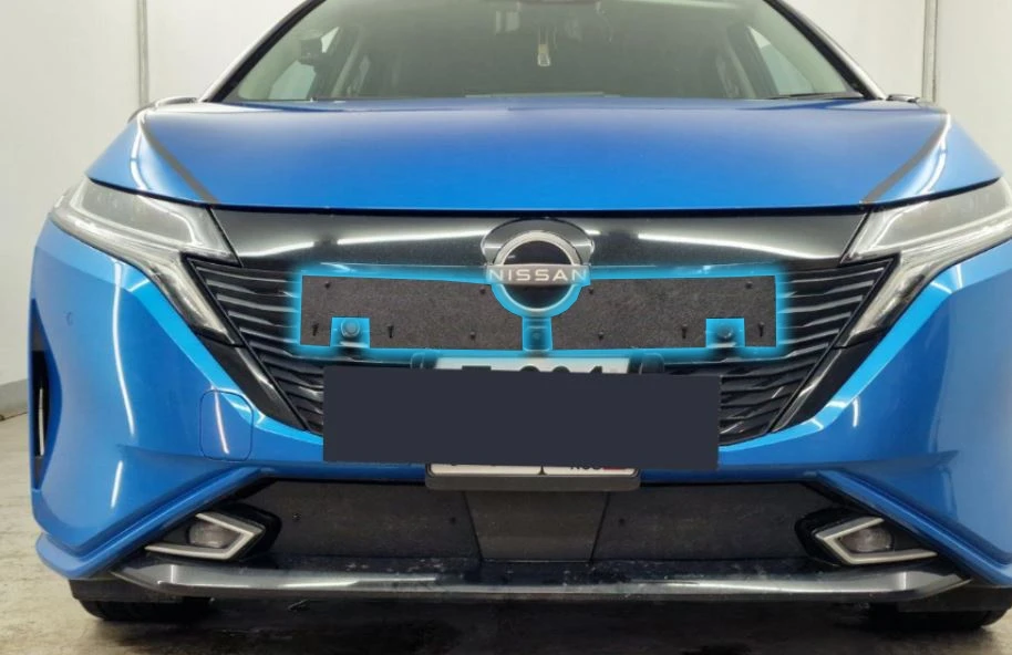 Зимняя заглушка радиатора на стяжке верх 2 части для Nissan Note III