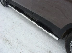 Пороги овальные с накладкой 120х60 мм для Hyundai Grand Starex I Рестайлинг