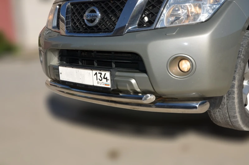 Защита переднего бампера двойная d76/60 мм для Nissan Pathfinder III Рестайлинг  Юко NPF.10.04