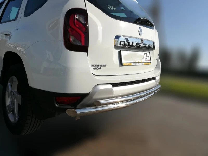 Защита заднего бампера двойная d60/42 мм для Renault Duster I Рестайлинг  Юко RD.17.15