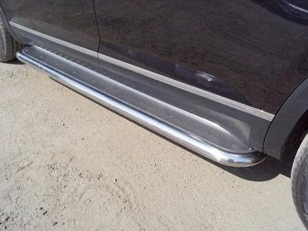 Пороги с площадкой (нерж. лист) 60,3 мм для Volkswagen Teramont I