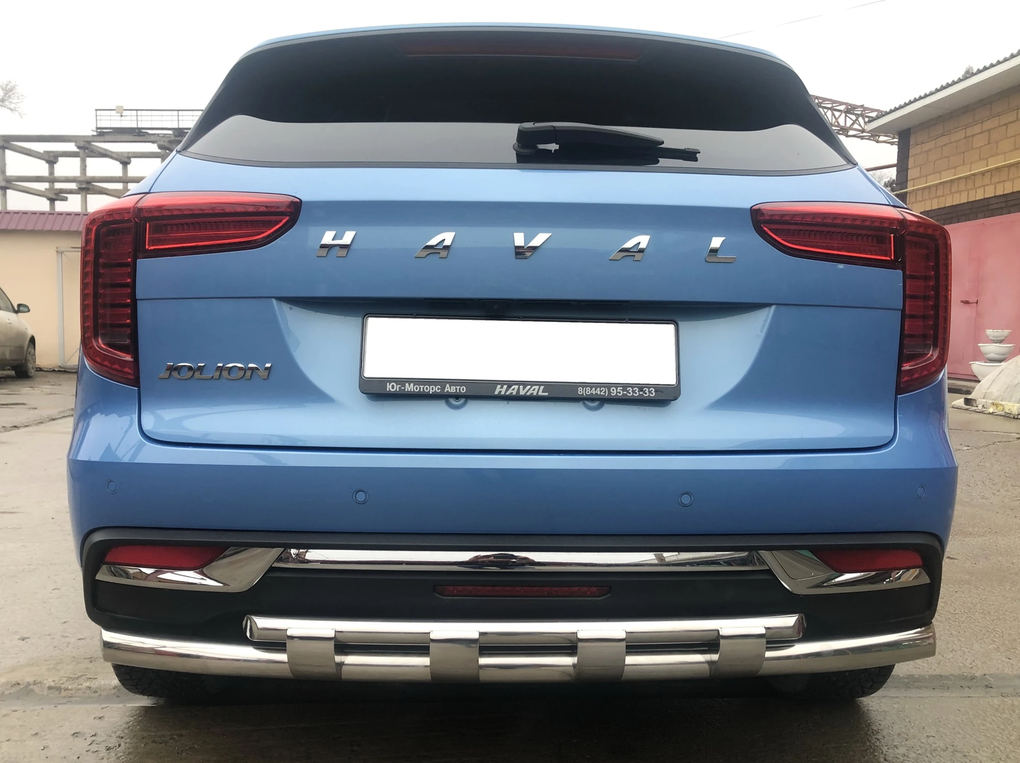 Защита заднего бампера двойная с перемычками d60/42 мм для Haval Jolion I  Юко HVJ.21.25