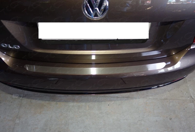 Накладка на задний бампер шлифованный лист для Volkswagen Polo V Рестайлинг