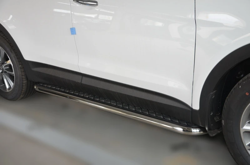 Пороги с накладным листом d53 мм для Hyundai Grand Santa Fe I Рестайлинг  Юко HYSFG.18.41