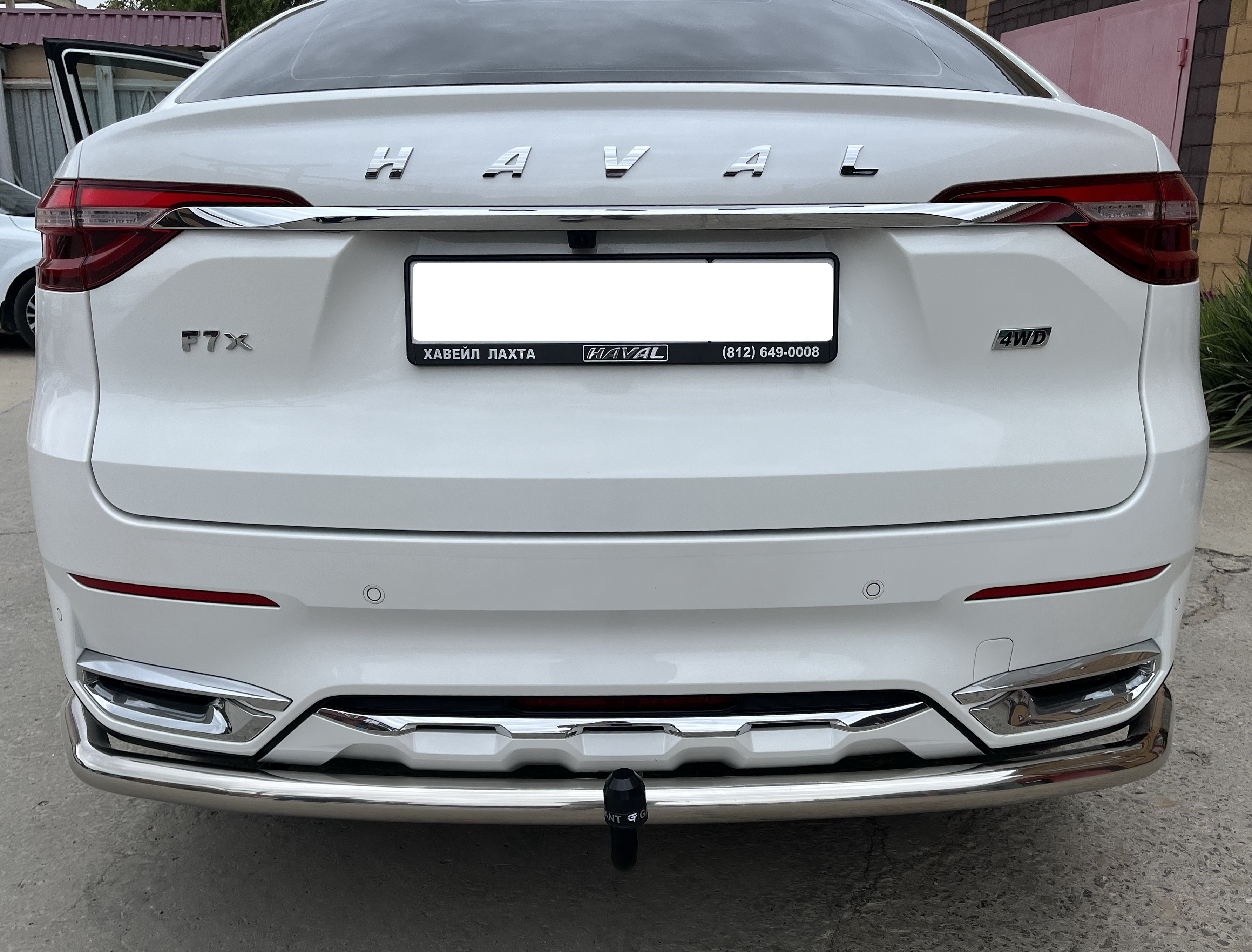 Защита заднего бампера угловая большая под фаркоп d60 мм для Haval F7x I