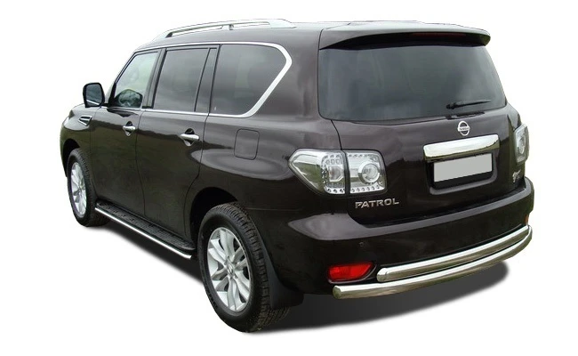 Защита заднего бампера двойная d60/42 мм для Nissan Patrol VI (Y62)  Юко NPL.10.16