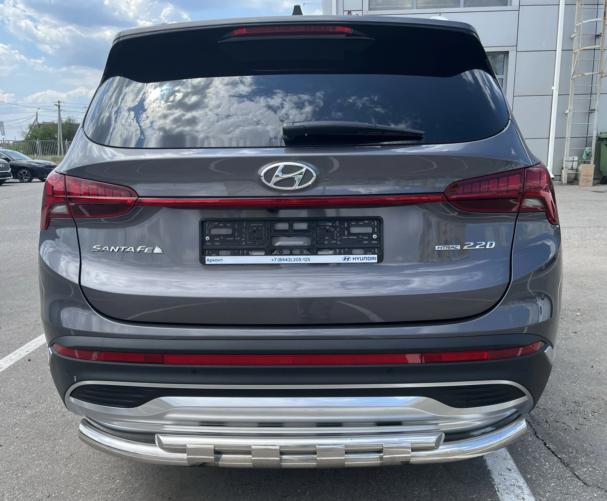 Защита заднего бампера с перемычками d60/42 мм для Hyundai Santa Fe IV Рестайлинг  Юко HYSF.21.25