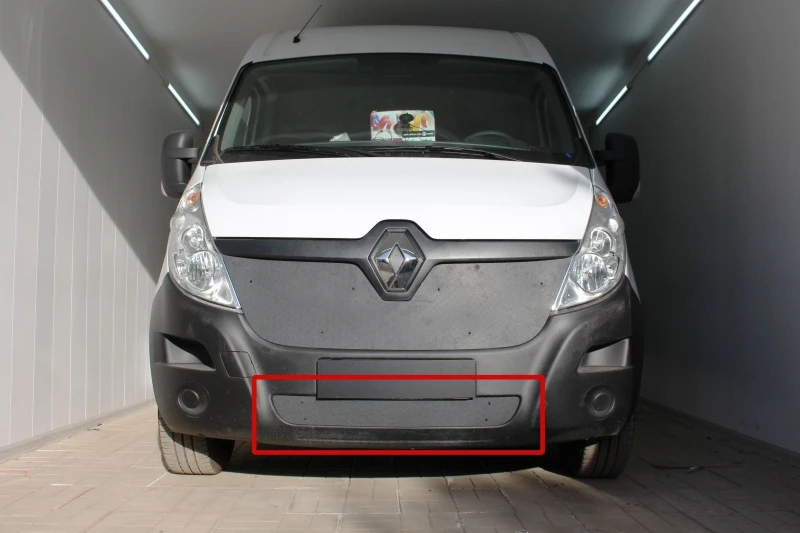 Зимняя заглушка радиатора на стяжке низ для Renault Master III Рестайлинг Черный Стрелка 11 ZZ.RMAS14.bot