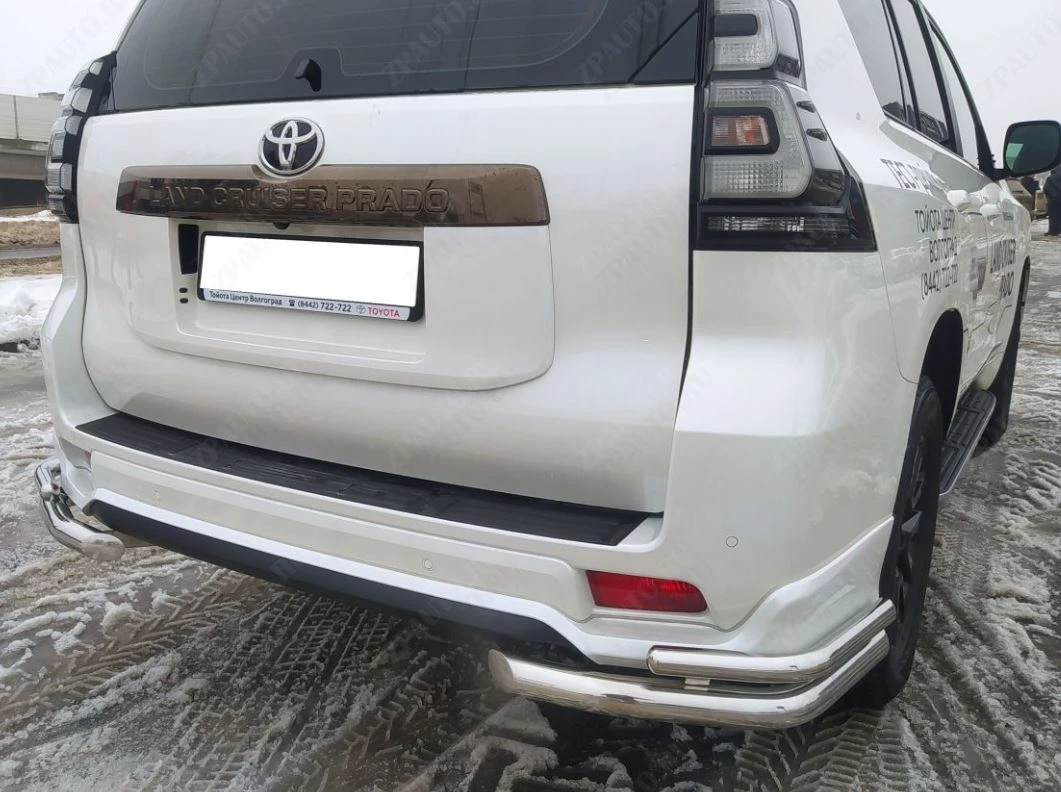 Защита заднего бампера угловая двойная d60/42 мм для Toyota Land Cruiser Prado 150 Series Рестайлинг 3  Юко TLCP150.20.20