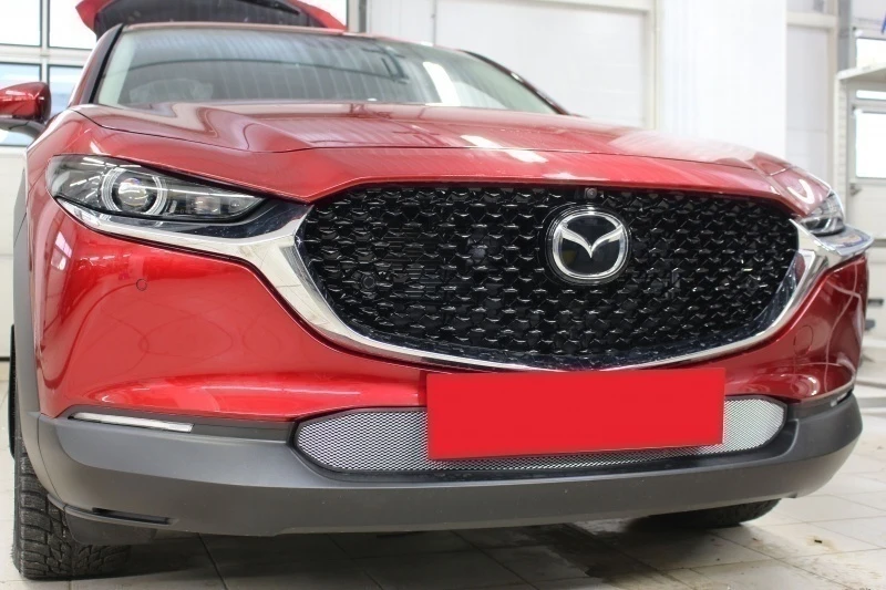 Защитная сетка радиатора низ для Mazda CX-30 I Хром Стрелка 11 MZCX30.bot.chrome