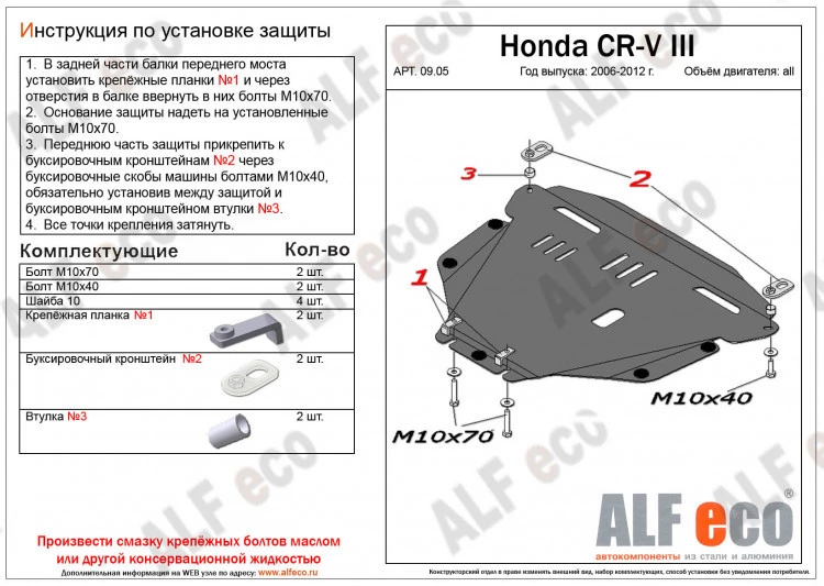 Защита картера и КПП для Honda CR-V III