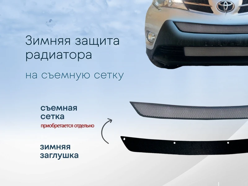 Зимняя заглушка радиатора к съемной сетке низ (2 части) для Toyota RAV4 IV (XA40) Рестайлинг Черный Стрелка 11 TRAV15.bot