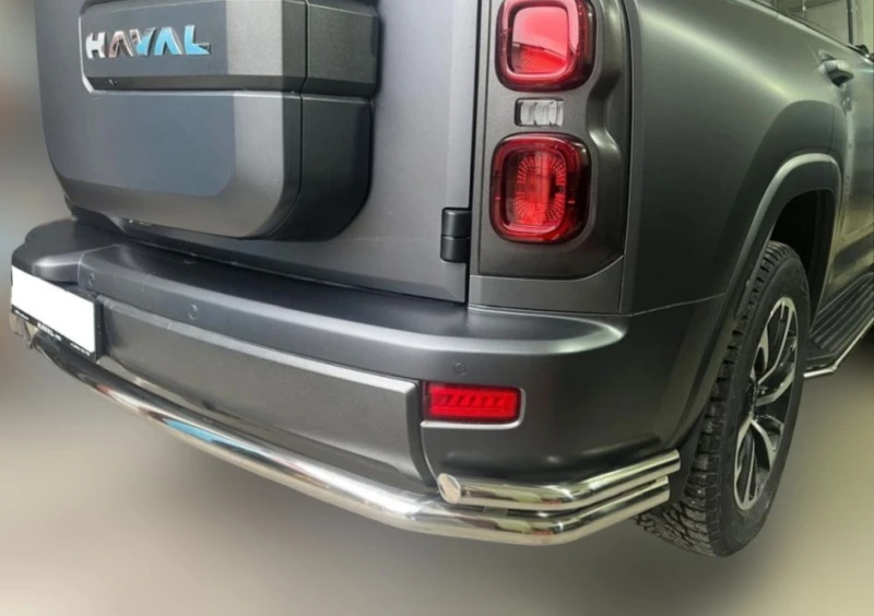 Защита заднего бампера угловая большая двойная d60/42 мм для Haval H9 II  Юко HVH9.24.22