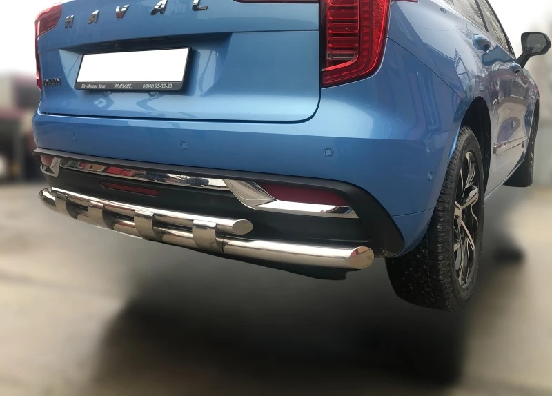 Защита заднего бампера двойная с перемычками d60/42 мм для Haval Jolion I  Юко HVJ.21.25