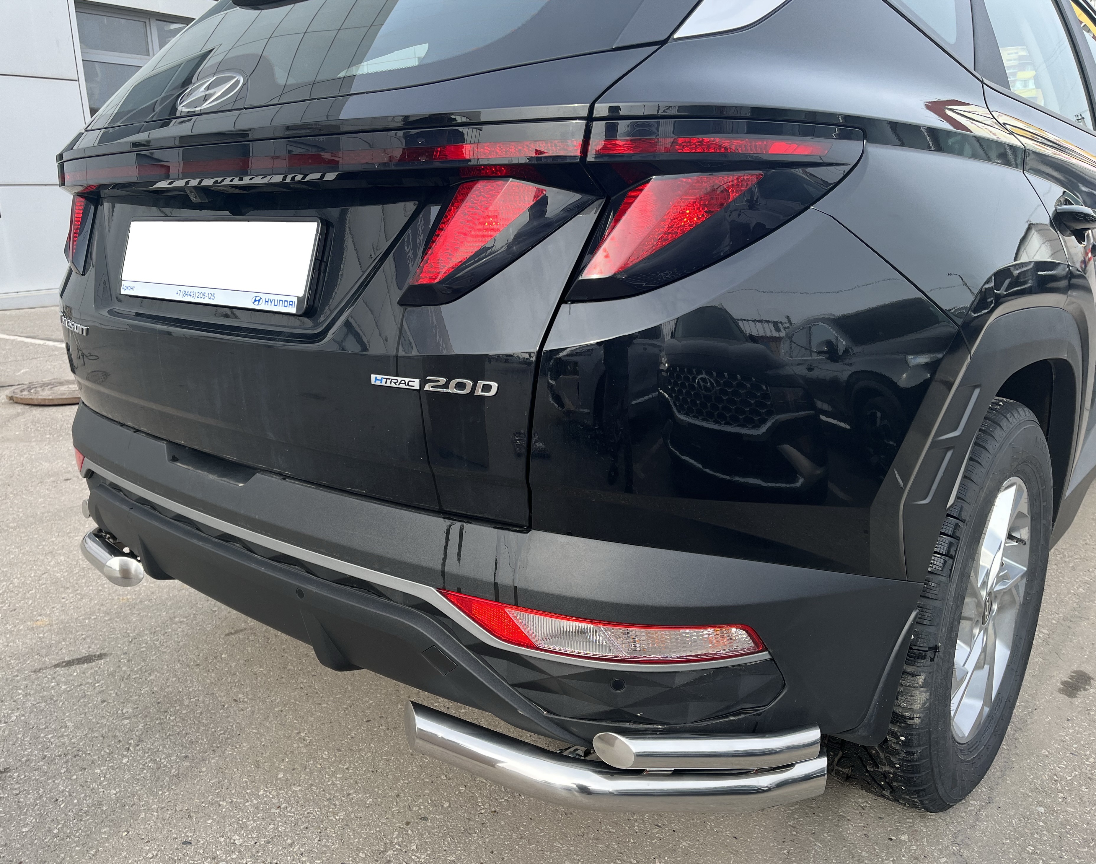 Защита заднего бампера угловая двойная d60/42 мм для Hyundai Tucson IV
