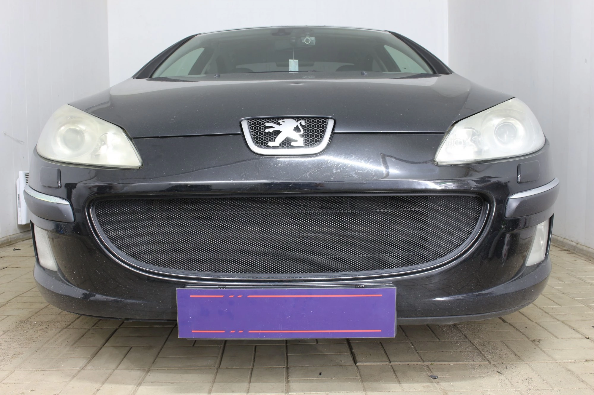 Защитная сетка радиатора низ для Peugeot 407 Черный