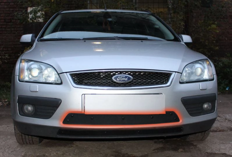 Зимняя заглушка радиатора к съемной сетке для Ford Focus II Рестайлинг Черный Стрелка 11 FF2