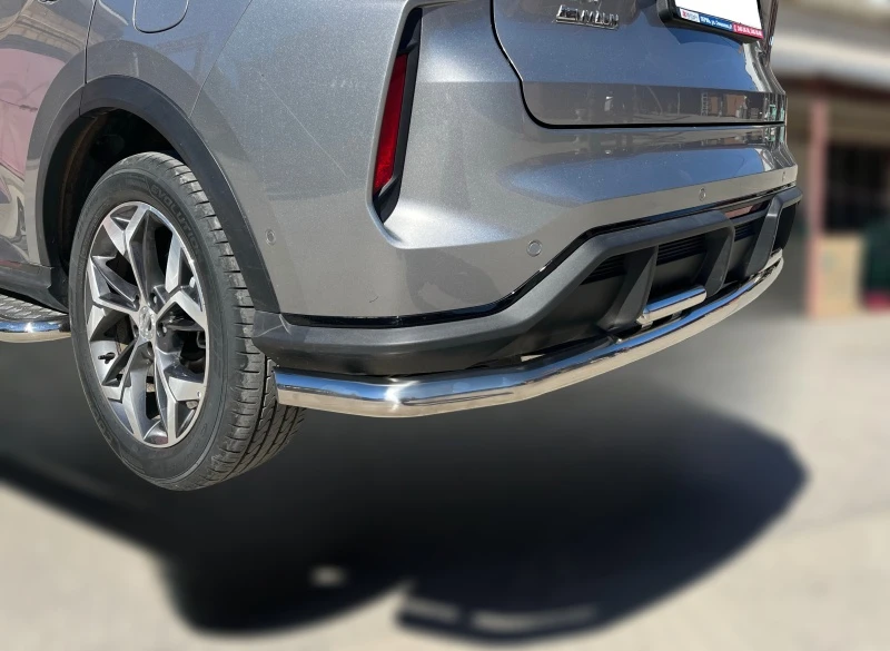 Защита заднего бампера угловая большая двойная d60/42 мм для Haval F7 I Рестайлинг  Юко GWF7.22.22
