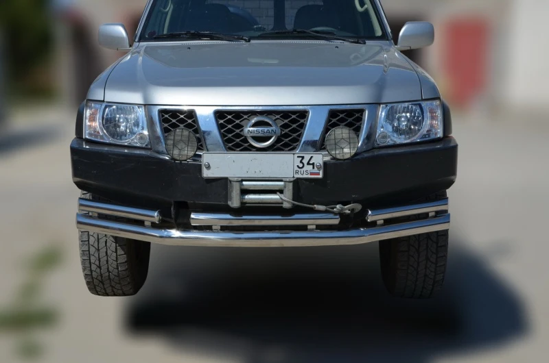 Защита переднего бампера двойная d76/60 мм для Nissan Patrol V (Y61)  Юко NPL.97.04