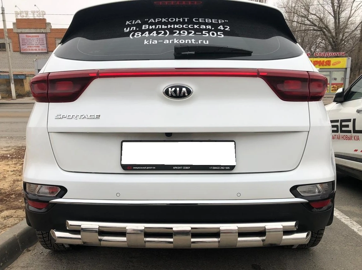 Защита заднего бампера двойная с перемычками d60/42 мм для Kia Sportage IV Рестайлинг  Юко KSP.18.25