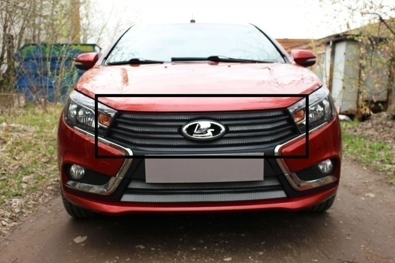 Защитная сетка радиатора верх 4 части для LADA (ВАЗ) Vesta I Хром Стрелка 11 LADVES.top.chrome
