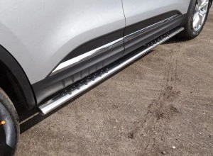 Пороги овальные с проступью 75х42 мм для Renault Koleos II Рестайлинг (рынок Европы)