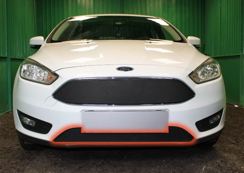 Зимняя заглушка радиатора к съемной сетке низ для Ford Focus III Рестайлинг Черный Стрелка 11 FFOCIII14.bot