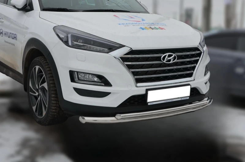 Защита переднего бампера двойная d60/42 мм для Hyundai Tucson III Рестайлинг  Юко HTUC.18.03