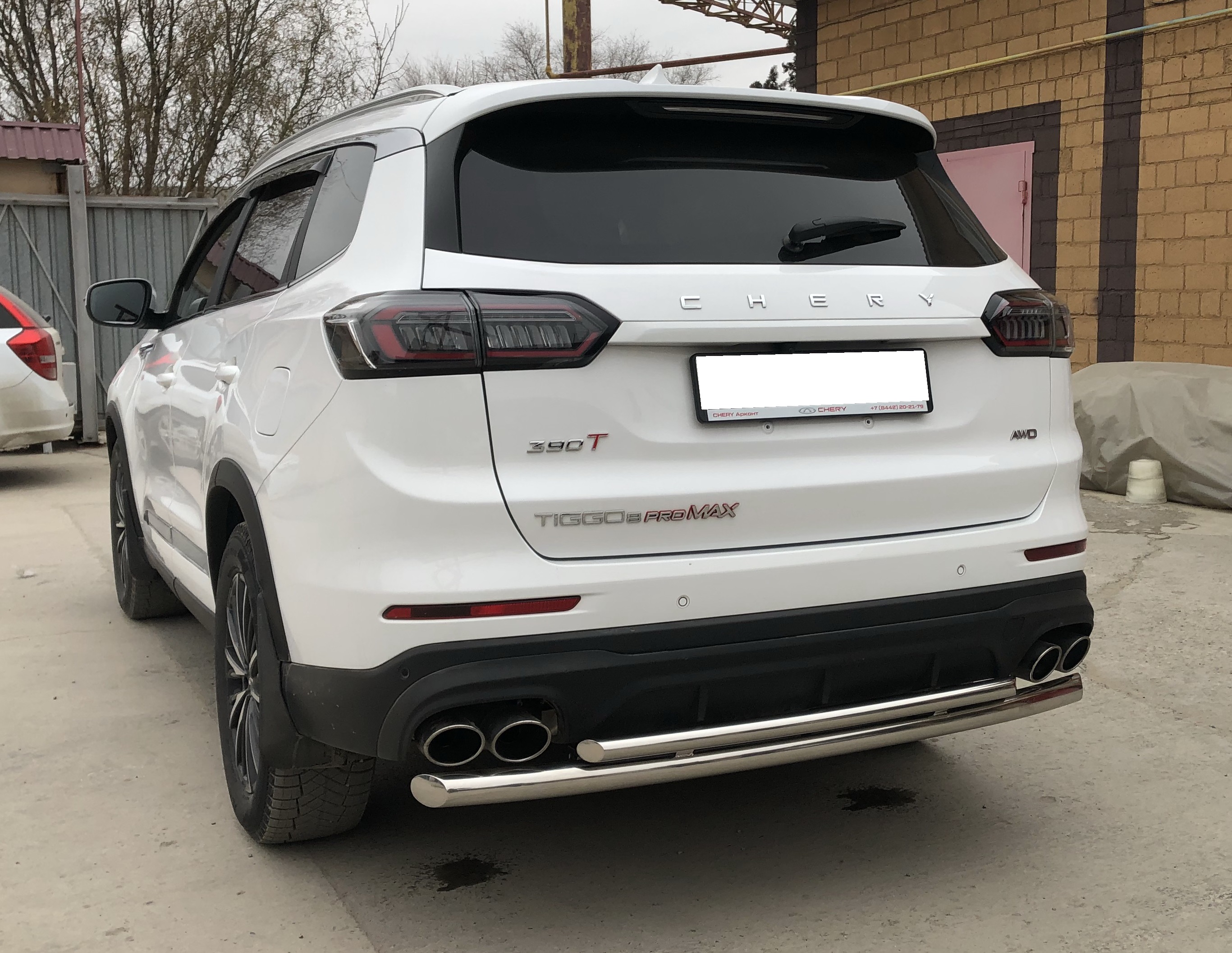 Защита заднего бампера двойная d60/42 мм для Chery Tiggo 8 Pro Max I Рестайлинг