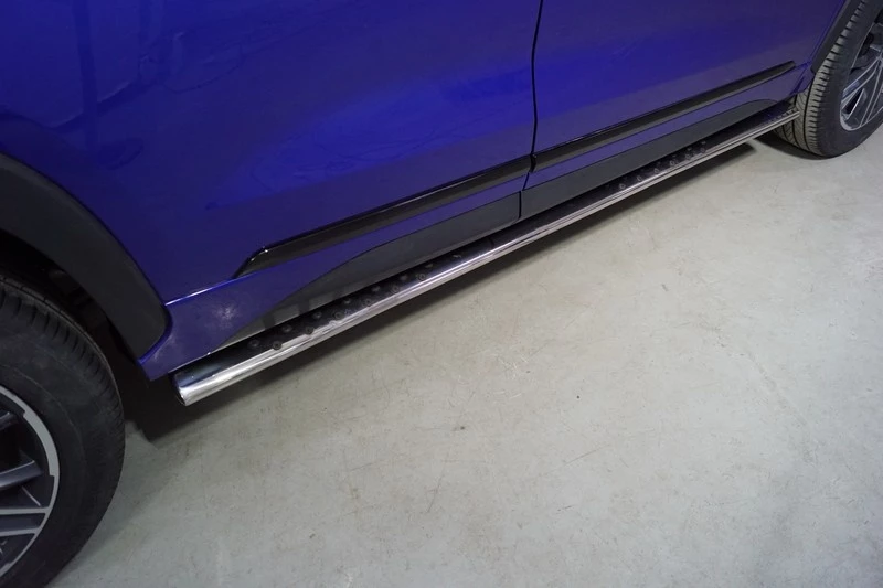 Пороги овальные с проступью 75х42 мм для EXEED LX I Рестайлинг