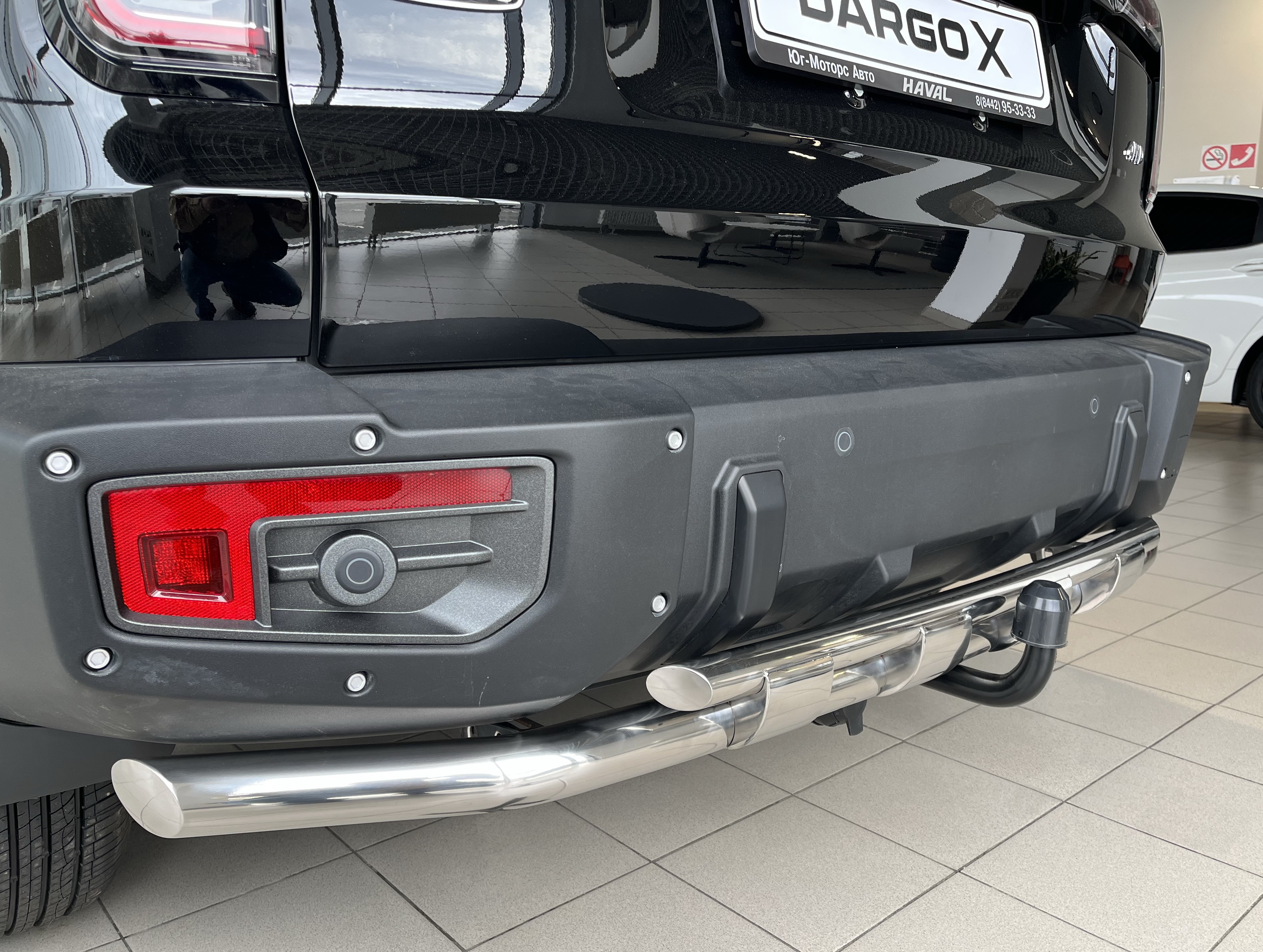 Защита заднего бампера двойная с перемычками d60/42 мм для Haval Dargo