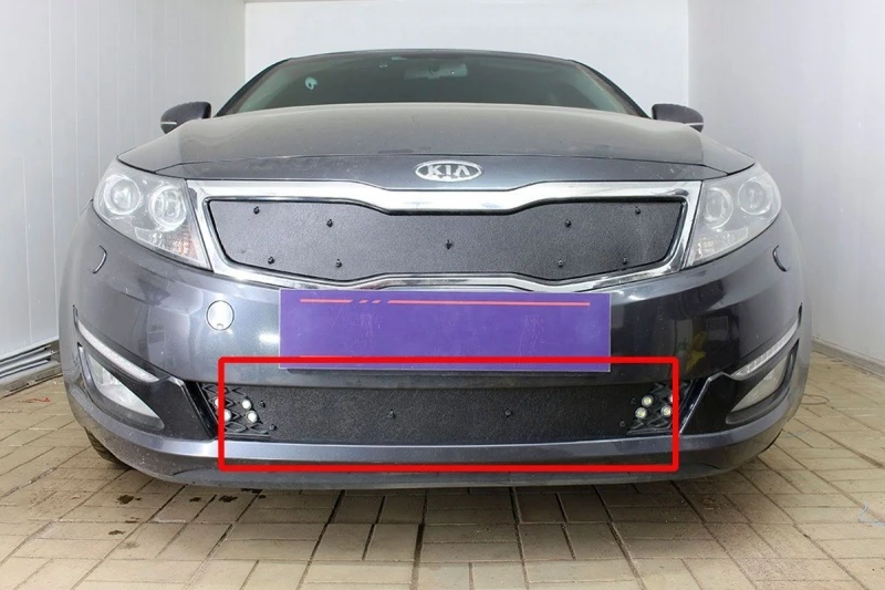 Зимняя заглушка радиатора на стяжке низ для Kia Optima III Черный Стрелка 11 ZZ.KOP10.bot