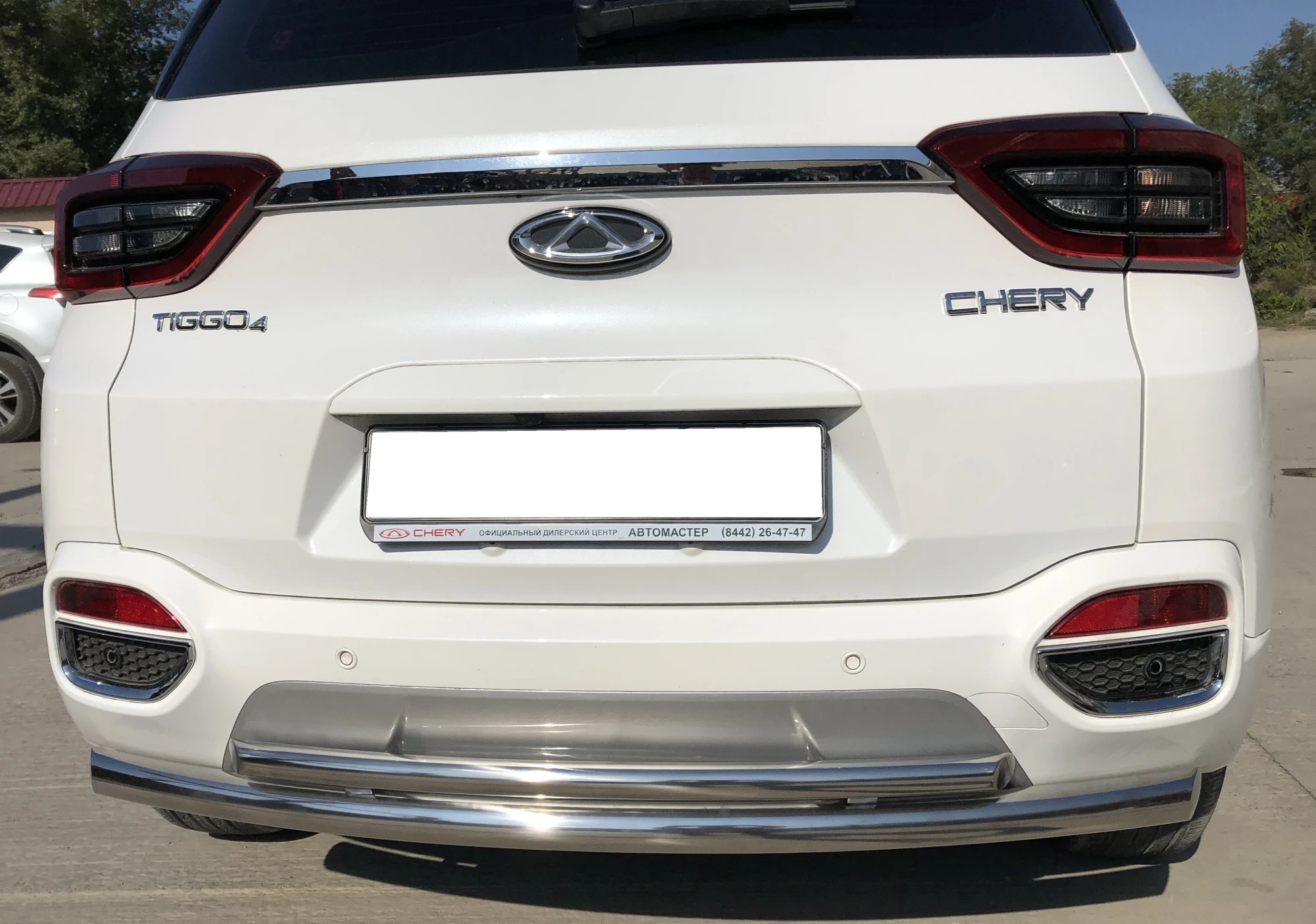 Защита заднего бампера двойная d60/42 мм для Chery Tiggo 4 I  Юко CHTG.19.16