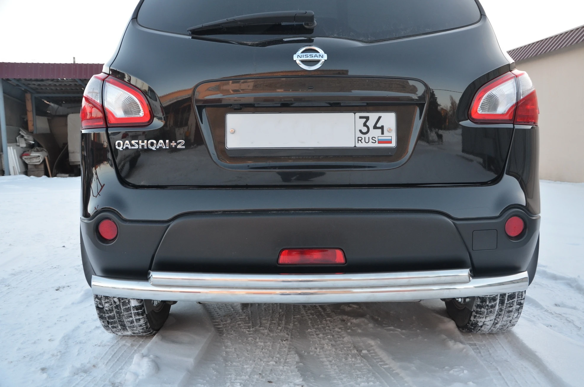 Защита заднего бампера двойная d60/42 мм для Nissan Qashqai+2 I  Юко NQ.09.16