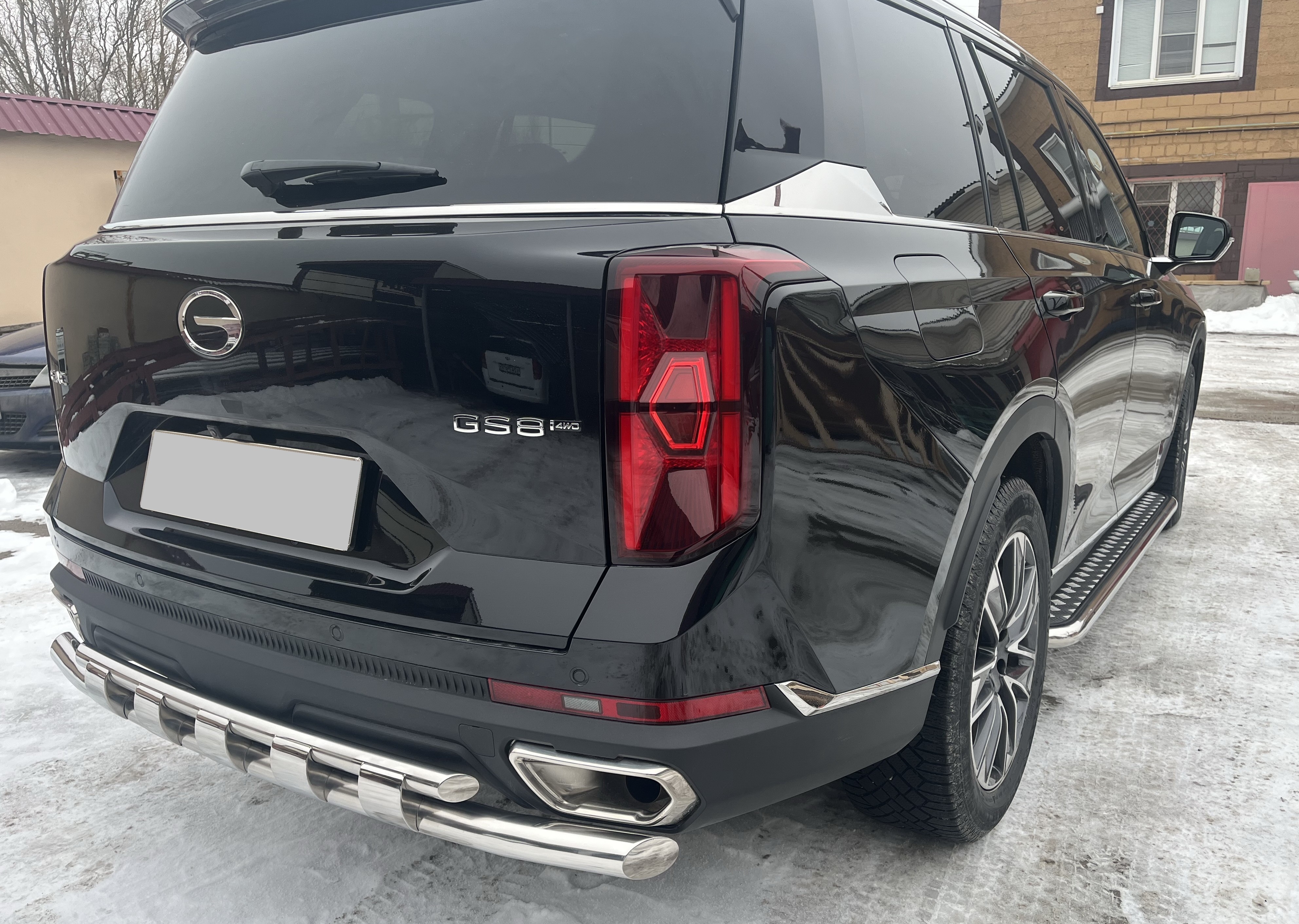 Защита заднего бампера двойная с перемычками d60/42 мм для GAC GS8 II