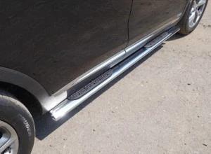 Пороги овальные с накладкой 120х60 мм для Kia Sorento III Prime