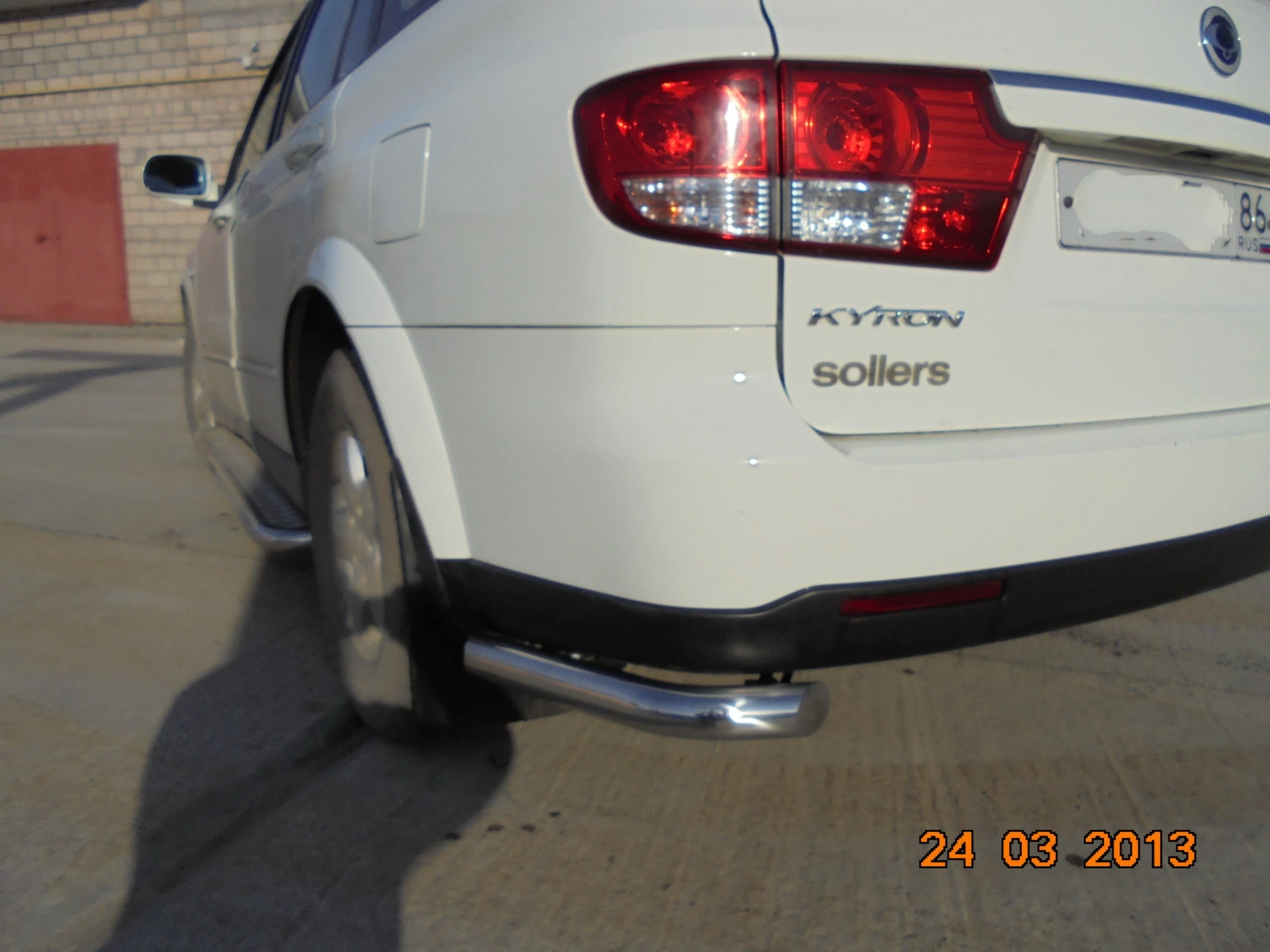 Защита заднего бампера угловая d60 мм для SsangYong Kyron I Рестайлинг  Юко SYKR.05.18