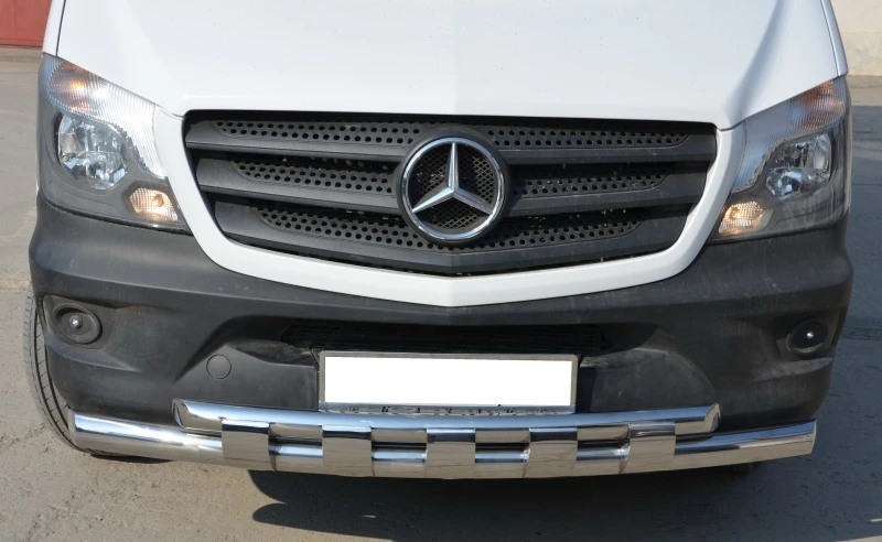 Защита переднего бампера двойная с перемычками d76/60 мм для Mercedes-Benz Sprinter (NCV3) II Рестайлинг  Юко MBS.12.75