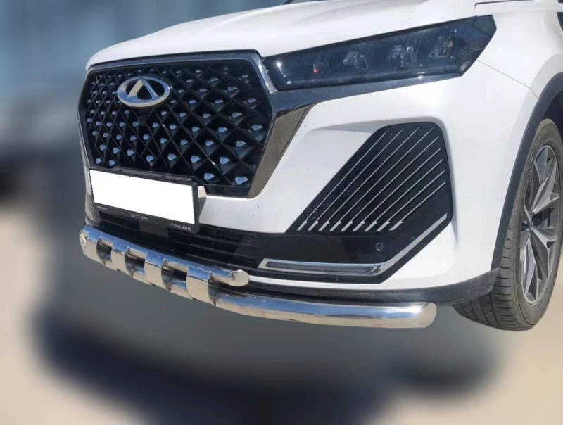 Защита переднего бампера двойная с перемычками d60/42 мм для Chery Tiggo 7 Pro Max I Рестайлинг  Юко CTGPM.7.24.75