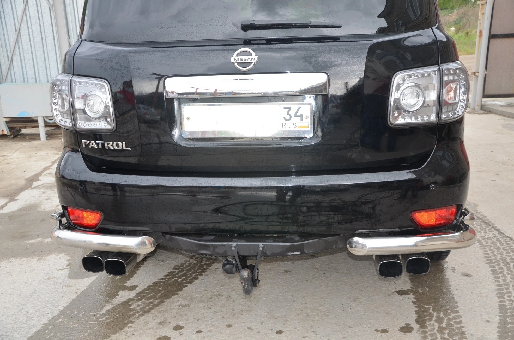 Защита заднего бампера угловая двойная d76/42 мм для Nissan Patrol VI (Y62)  Юко NPL.10.20
