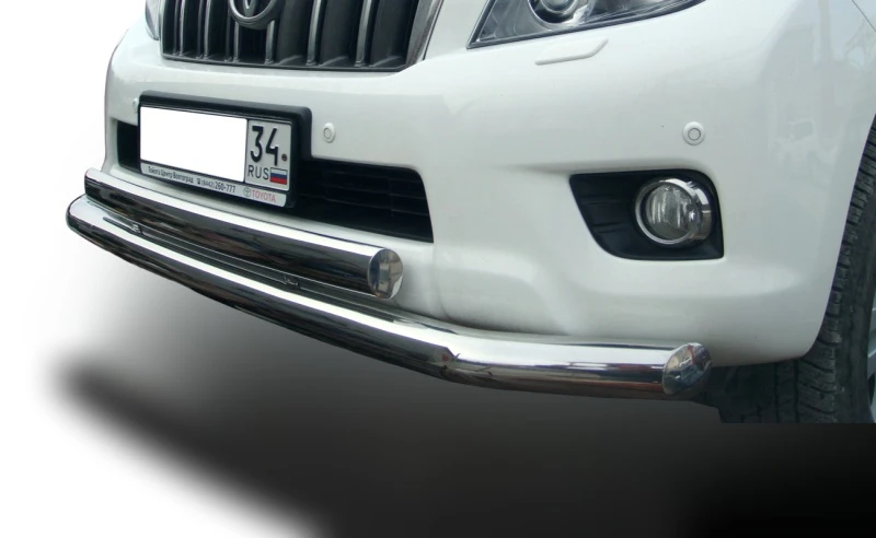 Защита переднего бампера двойная овал d76/75x42 мм для Toyota Land Cruiser Prado 150 Series  Юко TLCP150.10.03-75