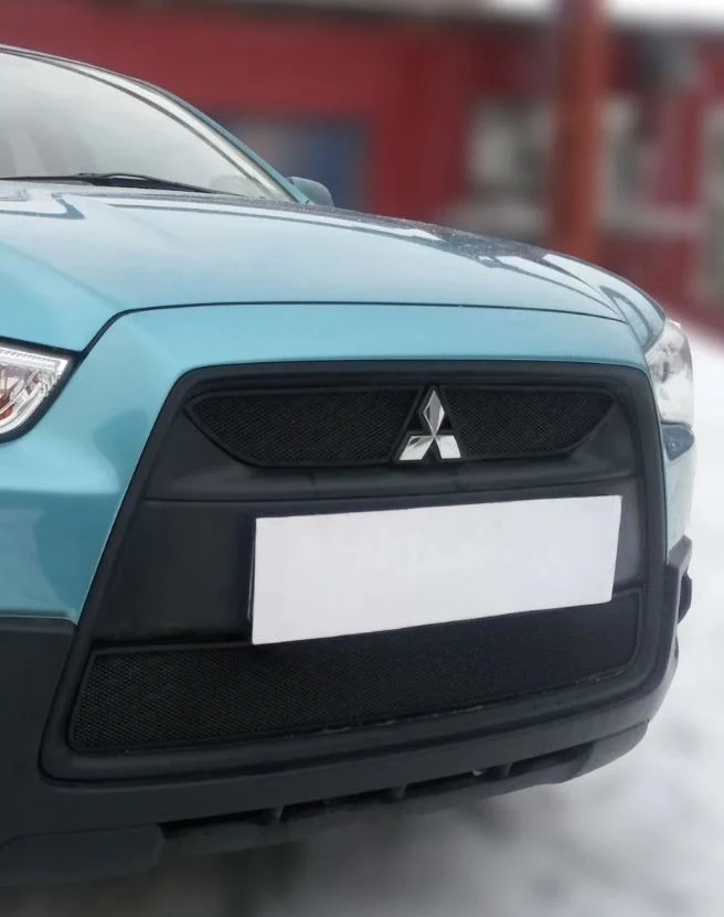 Комплект защитных сеток радиатора верх 2 части,центр и низ для Mitsubishi ASX I Рестайлинг Черный Стрелка 11 MITASX12.top.black-MITASX12.bot.black-MITASX12.mid.black