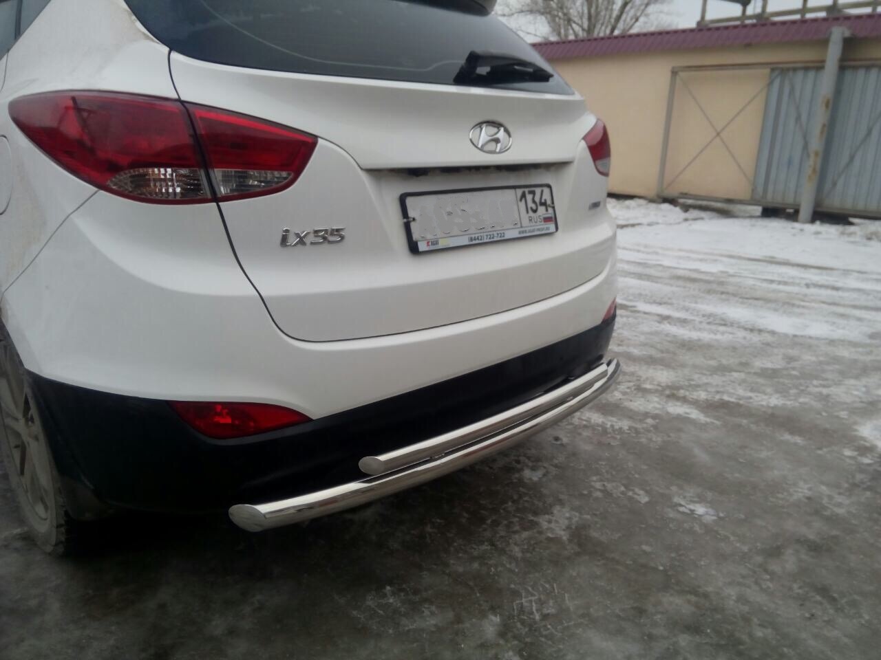 Защита заднего бампера двойная d60/42 мм для Hyundai ix35 I