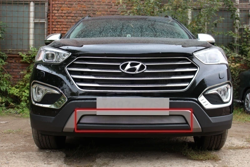 Защитная сетка радиатора для Hyundai Grand Santa Fe I Хром Стрелка 11 HGRANSF.chrome